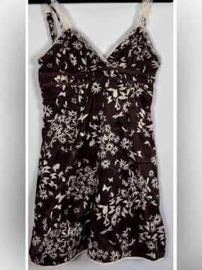 Urban Outfitters Floral Slip Dress Brown Lace Trim NWT Small